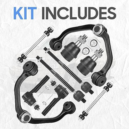 Front Upper Control Arms w/Ball Joints + Tie Rods Sway Bars Suspension Kit