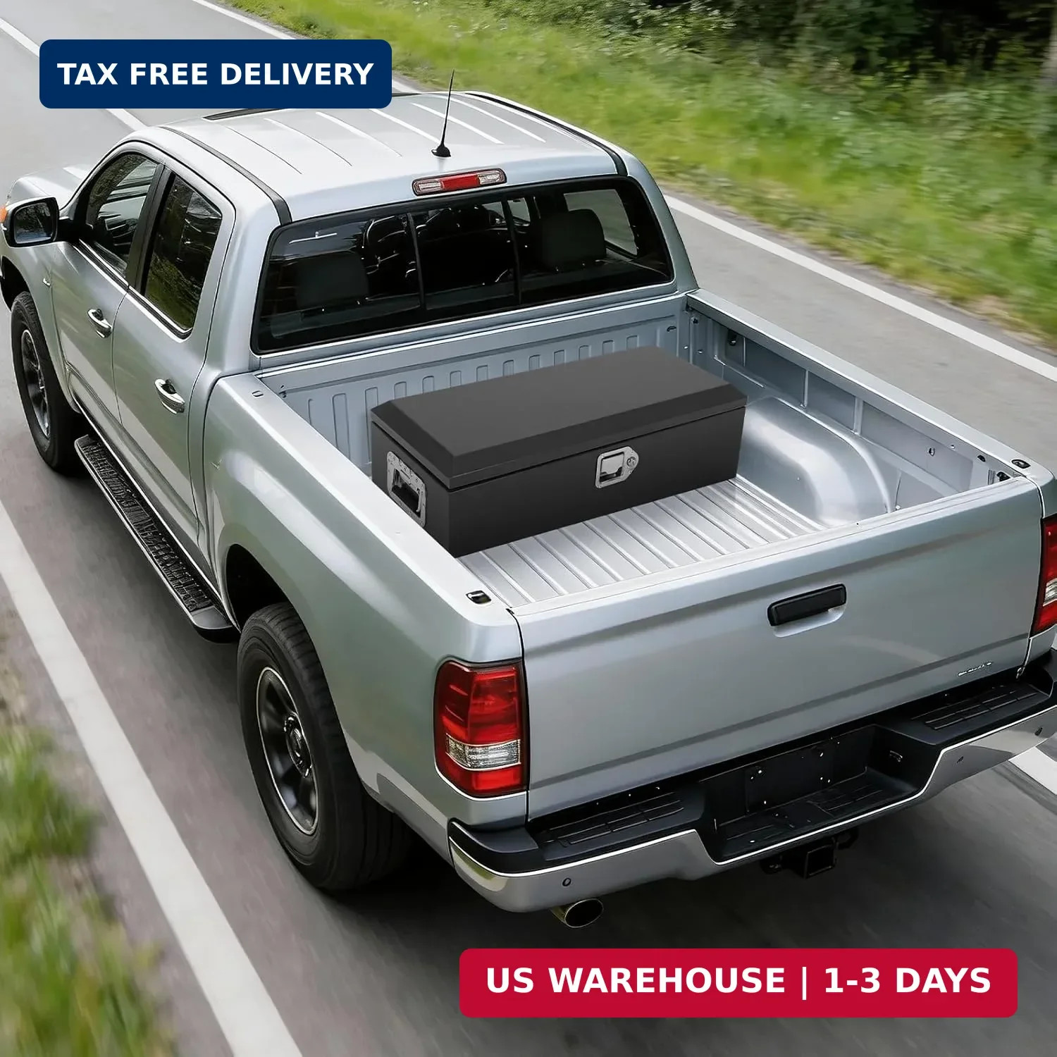 Heavy Duty Steel Metal Tool Box 39″ for Truck Bed, Locking Plate Crossbed Storag