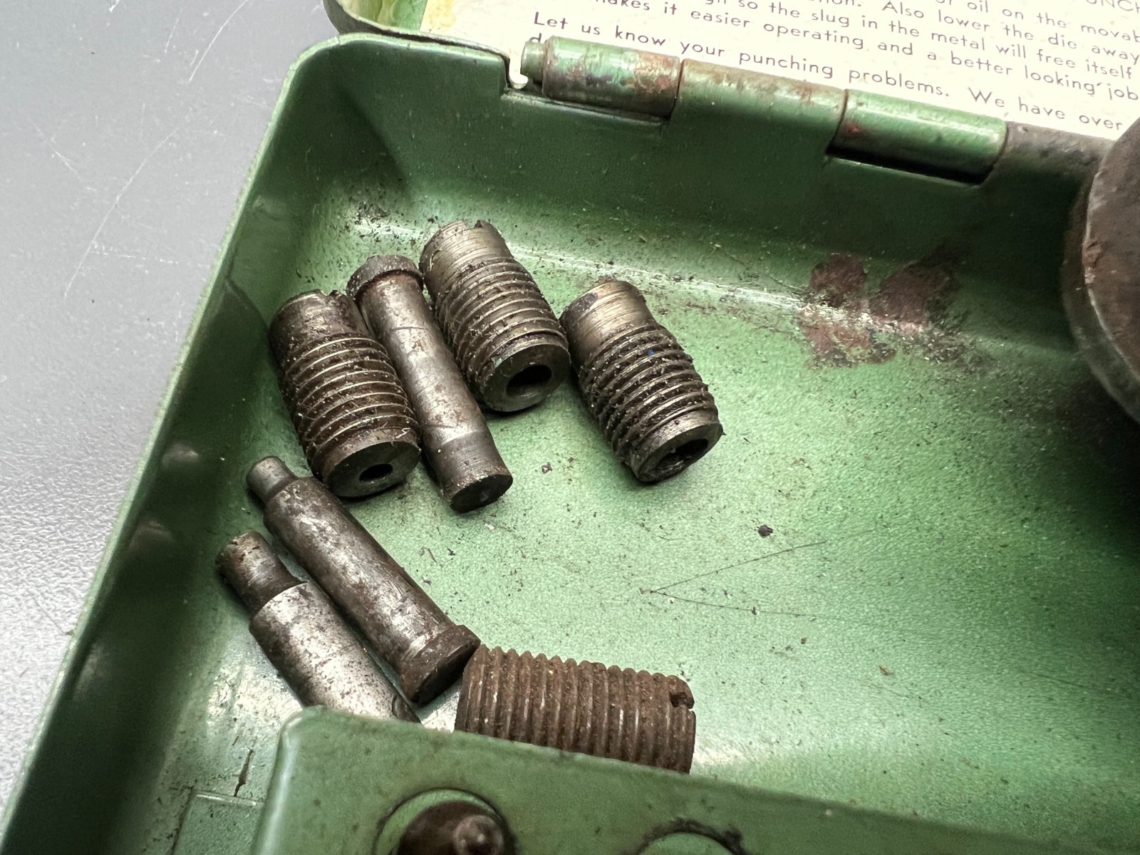(F) VINTAGE WHITNEY METAL TOOL No. 5 JR COMPLETE HAND PUNCH SET SHEET METAL USA