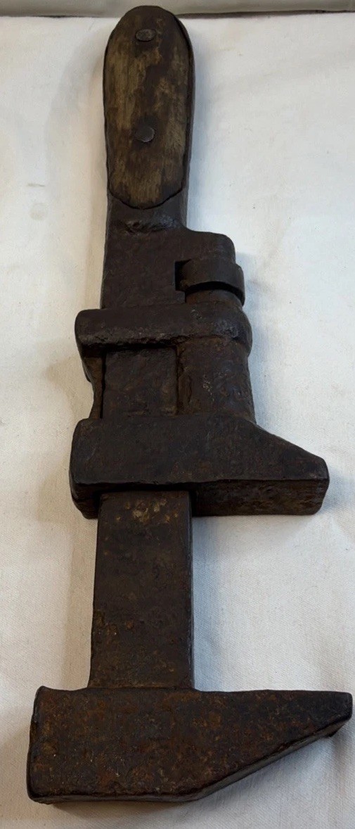 10″ Vintage Adjustable Pipe Wrench Wood Handle