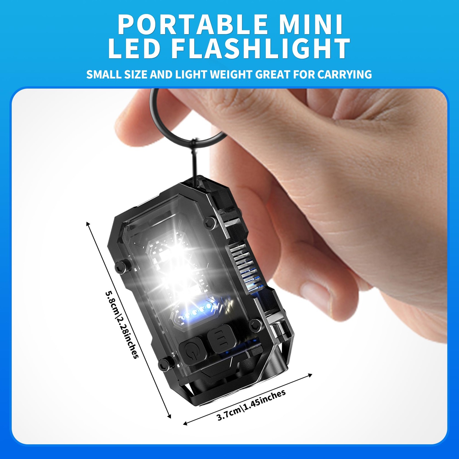 PINSAI Mini Keychain Flashlight with Clip, LED Magnetic EDC Key 1 Pack BLACK