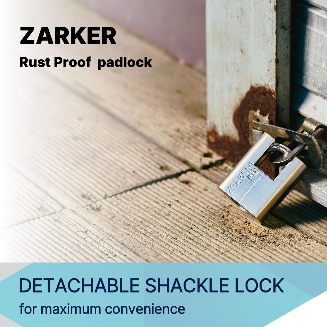 Zarker J45S keyed Alike Padlocks -Stainless Steel Shackle(Pack of 4- Keyed Alike