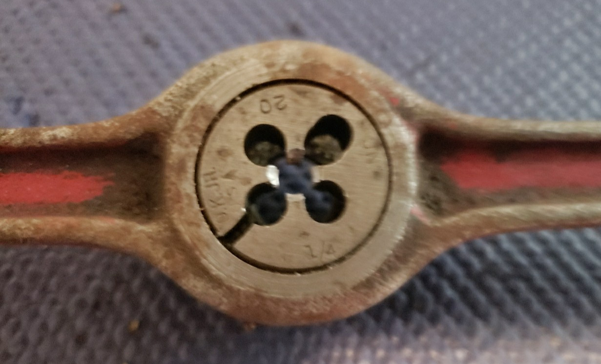 Vintage Greenfield OK 1” Round Tap and Die Handle 13” Long USA With 1/4 x 20 Die