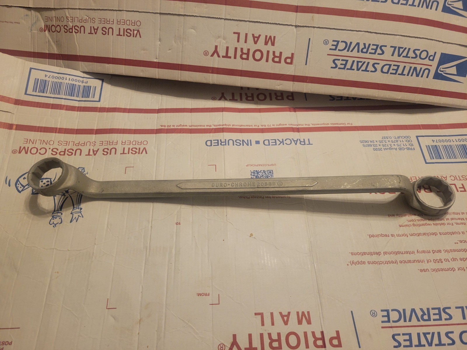 Vintage USA 1-1/8″ X 1-1/4″ Indestro Duro Chrome Box End Wrench 2058B 1943-45