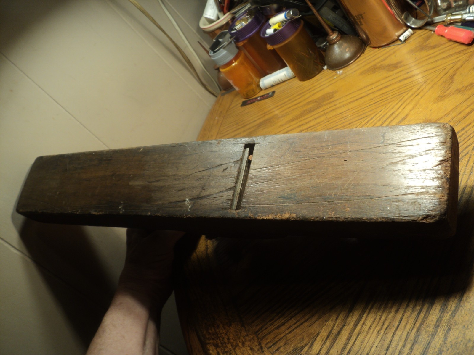 Antique? Wood Based Wood Plane Tool 20″ Long Unreadable USA