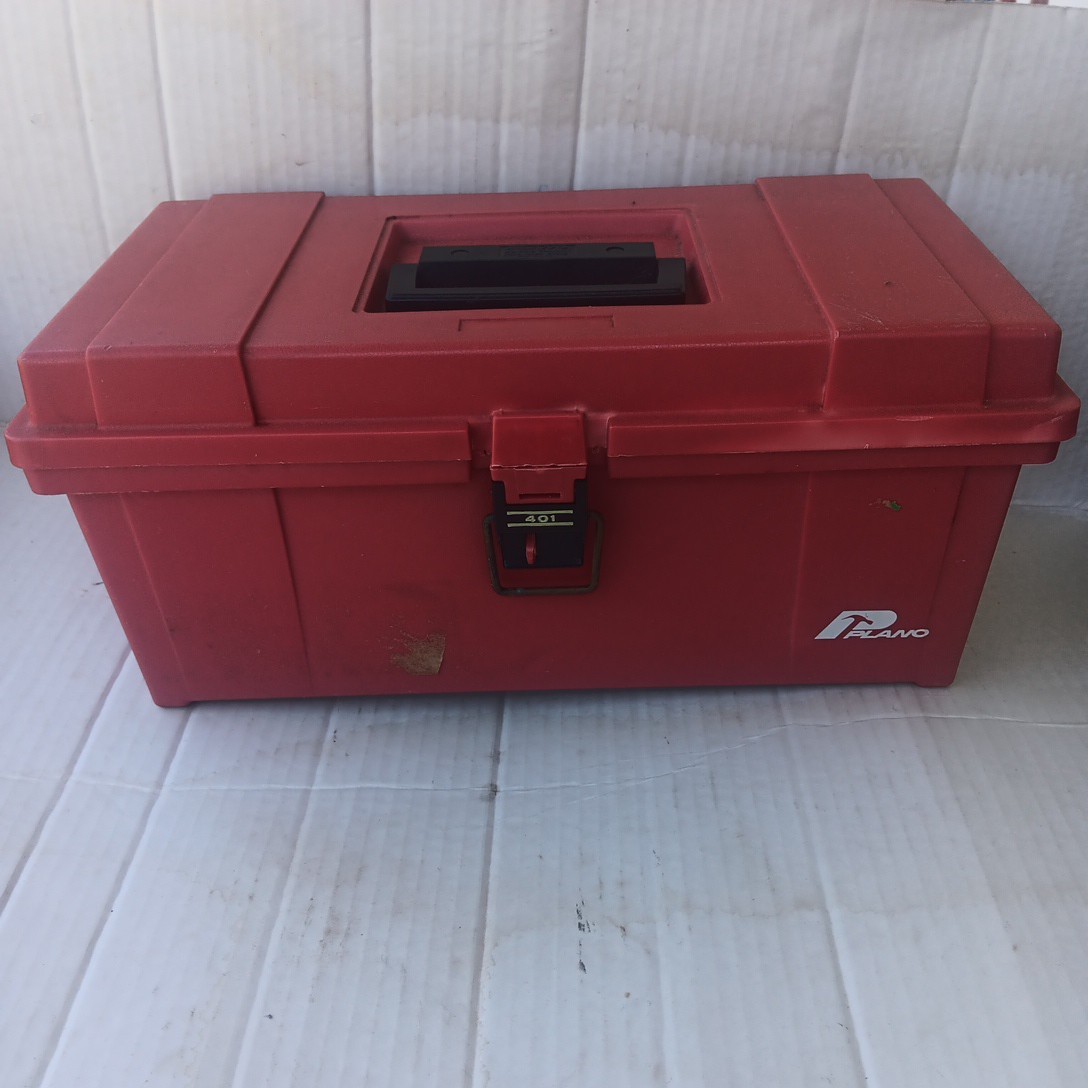 Vintage Plano 401 Toolbox Tool Tackle Box With Removable Carry Tray Made In USA