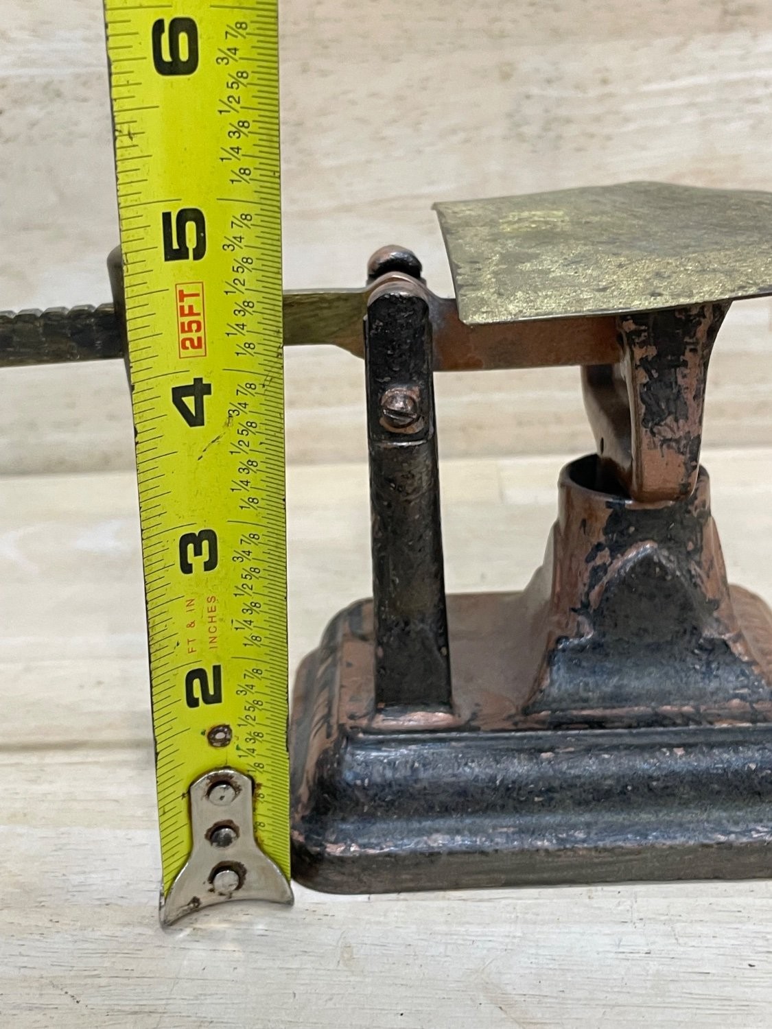 Early 20th Century Fairbanks Postal Scale Small Cast Iron Copper Letter