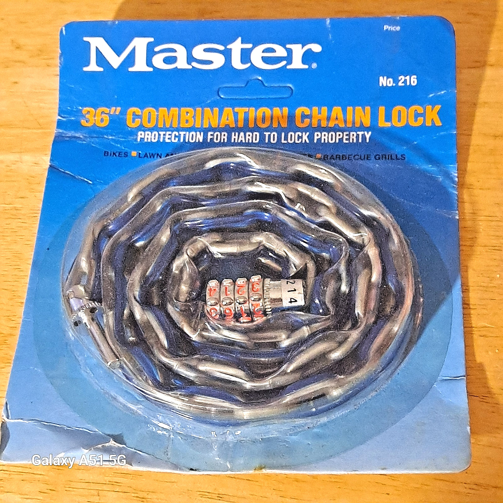 Vintage Master No 216 36″ Combination Chain Lock Vinyl Covered NEW NOS FREE SHIP