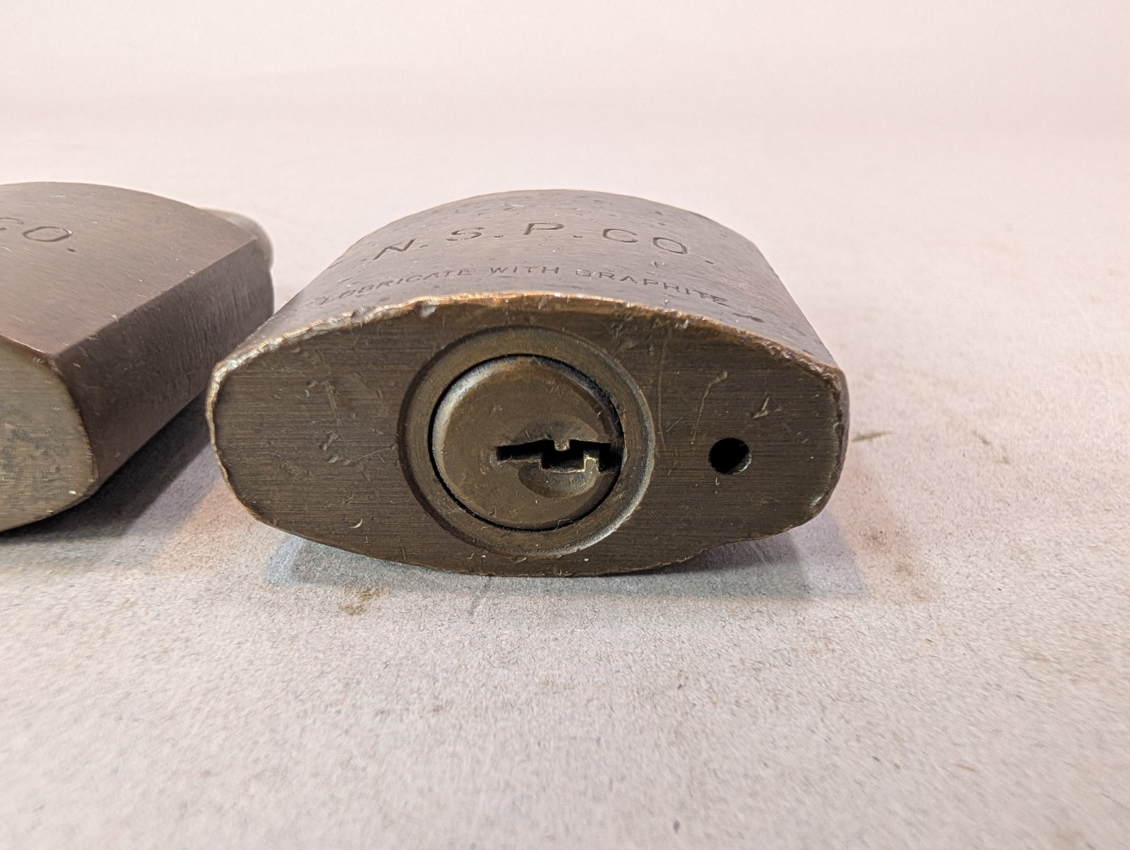 N.S.P. CO Vintage Brass Padlock w/ Key LOT OF 2