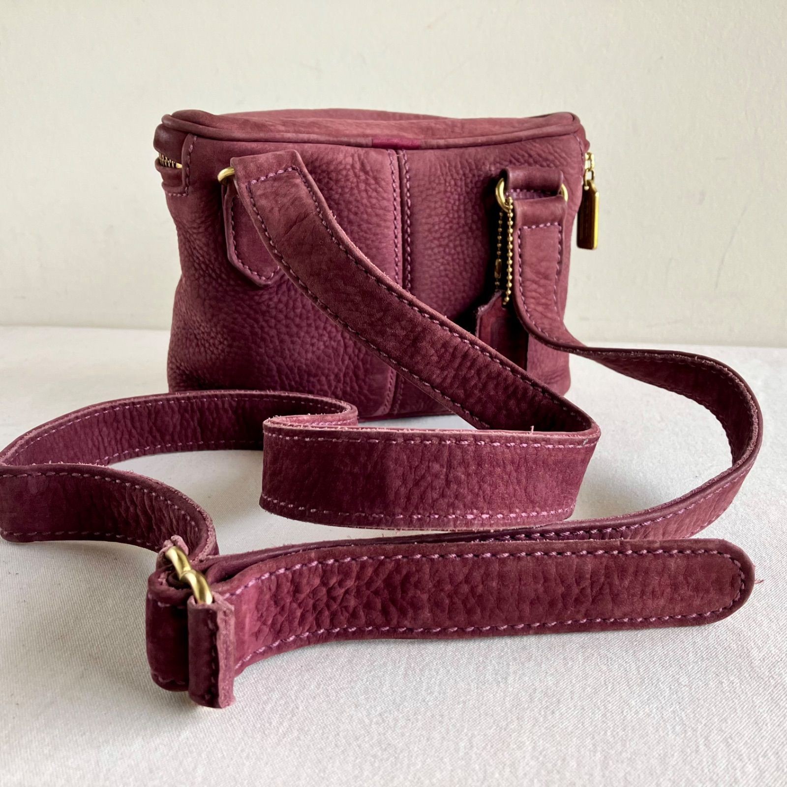 Coach Vintage Crossbody Bag Sonoma Nubuck Fishing Creel Elderberry Burgundy Used