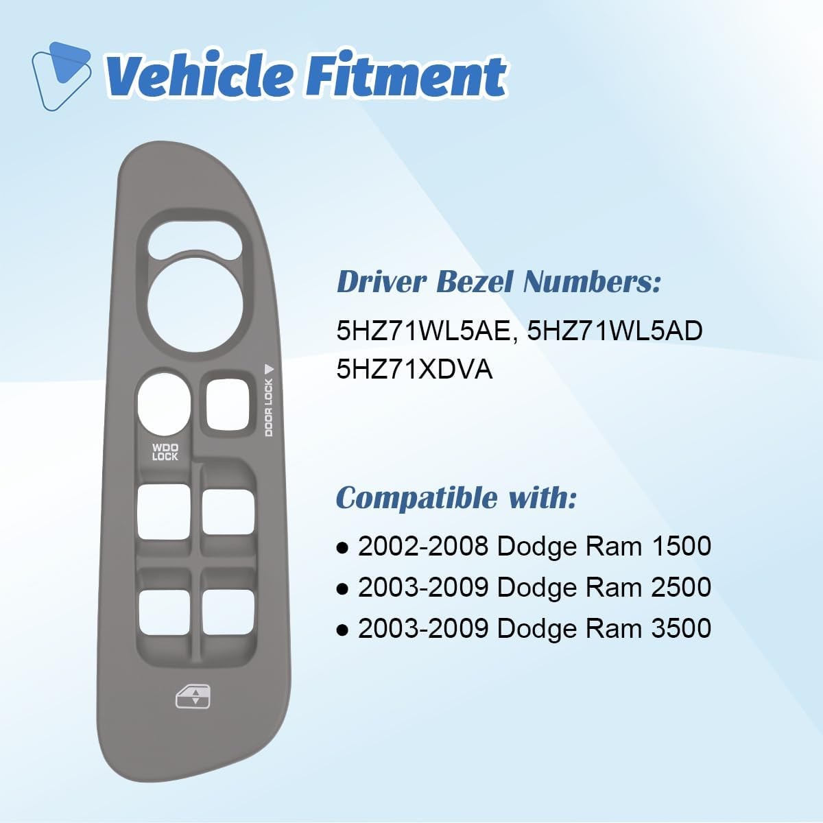Driver Side Window Control Switch Cover, Door Switch Panel Bezel Trim Compati…