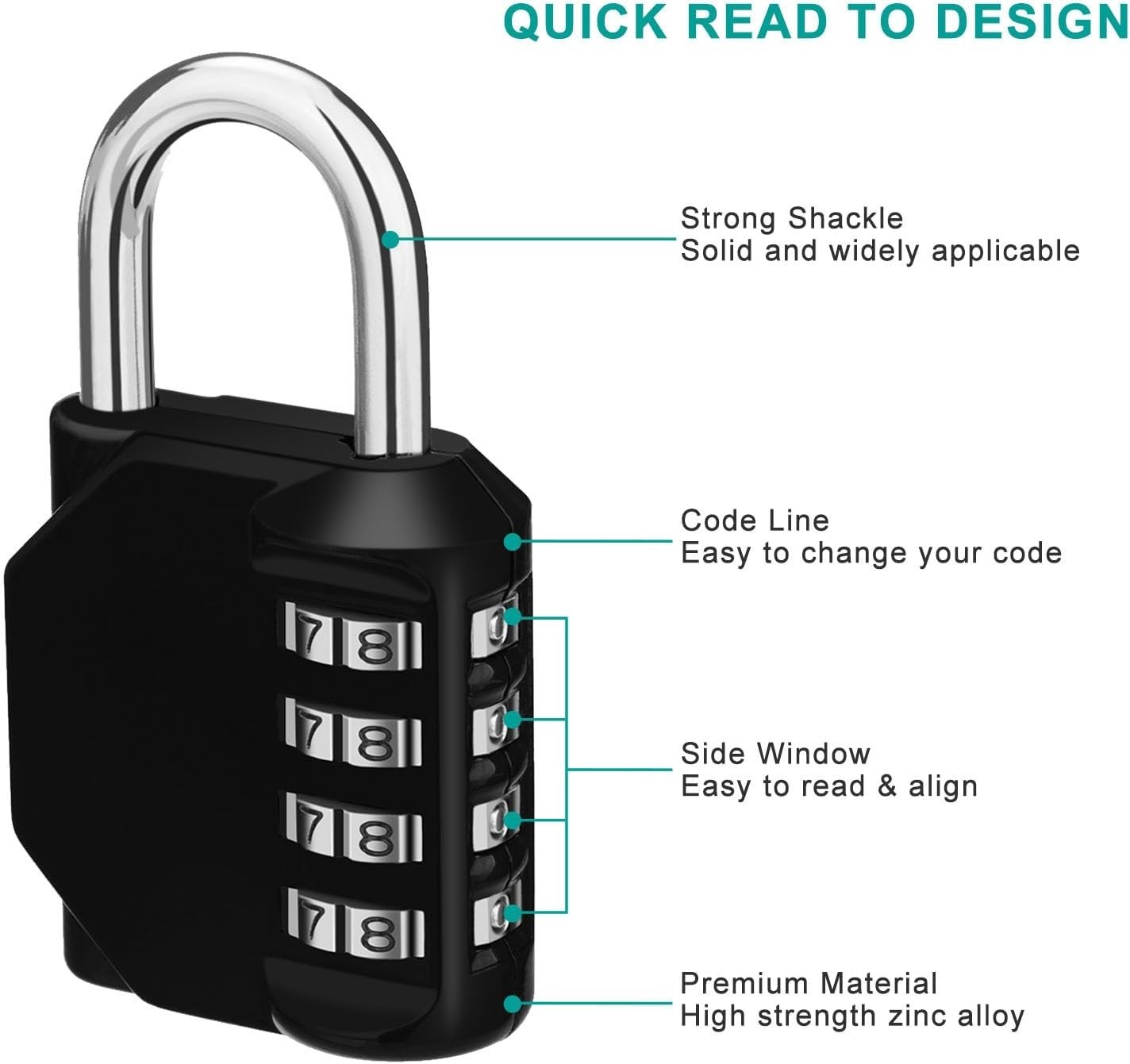 Secure 4-Digit Combination Lock – Weatherproof Outdoor Padlock for Gym & Garden