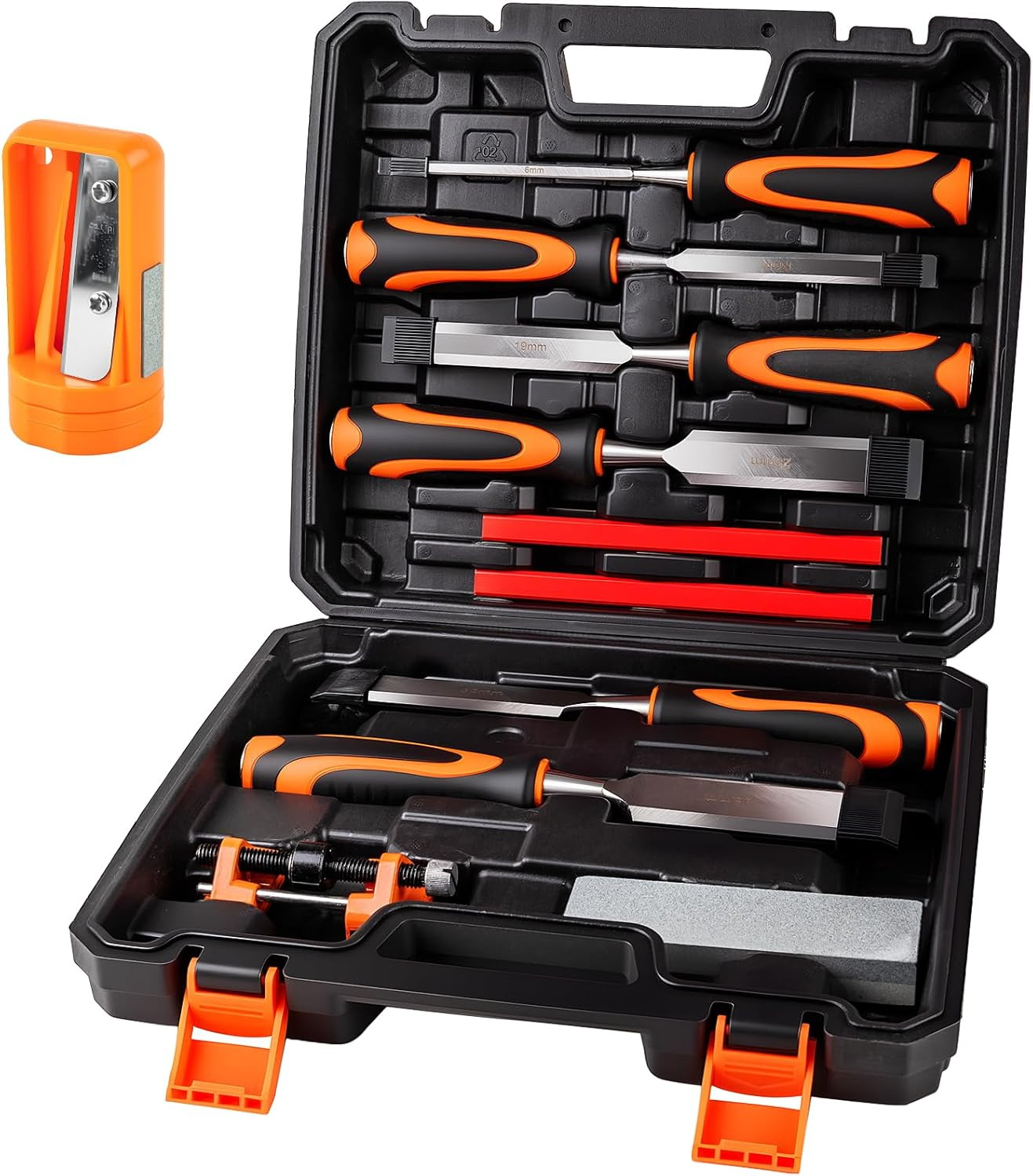 10Pcs Wood Chisel Sets, 6Pcs Premium Wood Chisels with Honing Guide, Sharpening