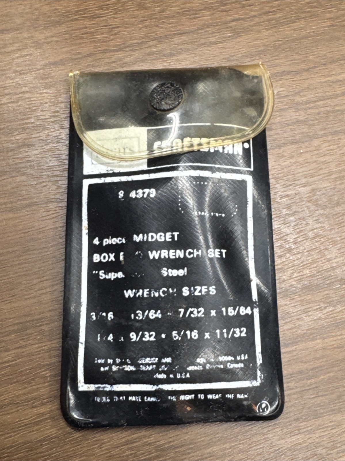 VINTAGE CRAFTSMAN 4 PIECE MIDGET BOX END WRENCH SET SAE 9-4379 W/ VINYL POUCH