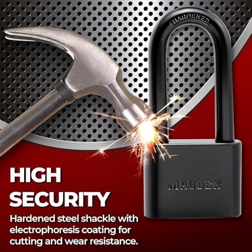 Weather-Resistant Padlock with 5 Keys – Durable Steel Outdoor Lock for Gates, St