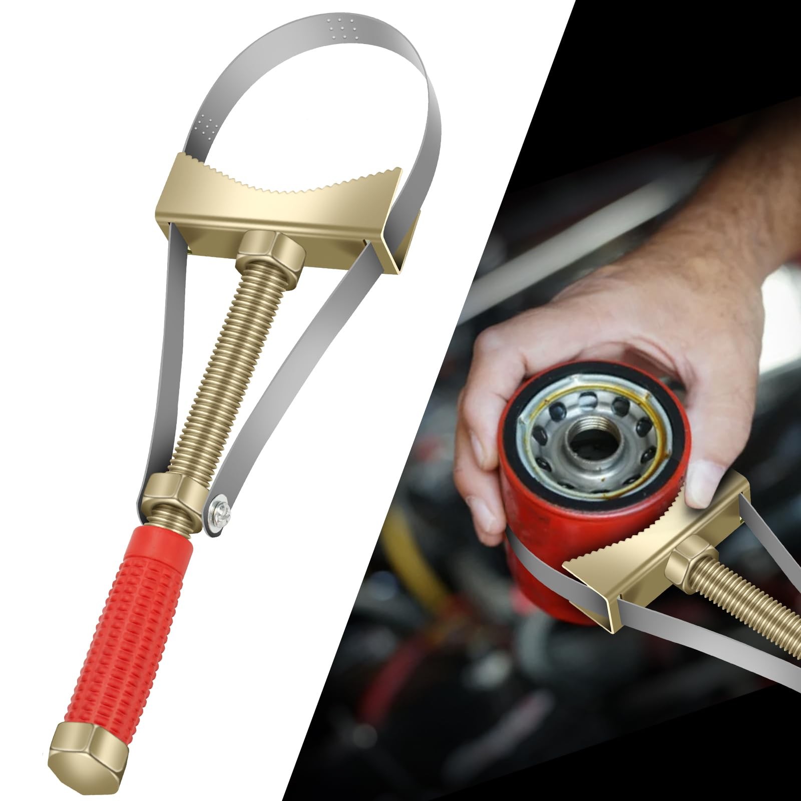 DZGKGM Heavy Oil Filter Wrenches, Strap Wrench, Adjustable Gold