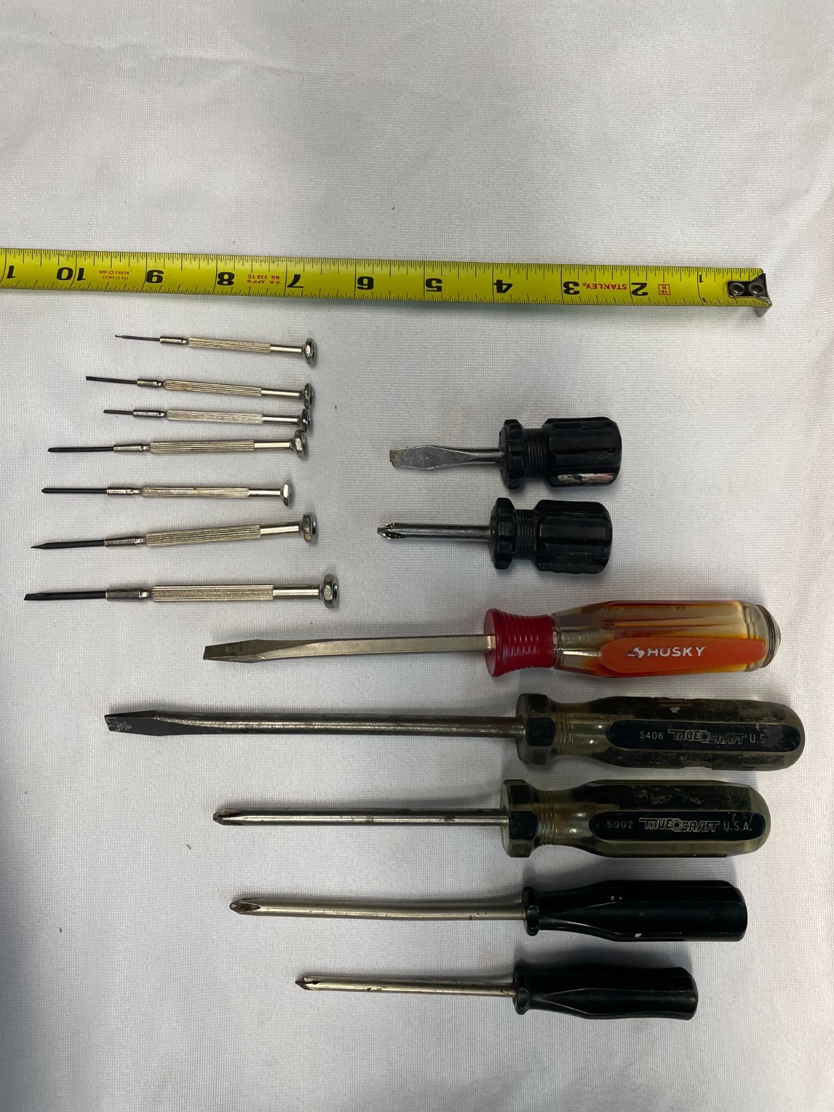 Lot of 14 Mixed Screwdrivers – Husky, Truecraft USA, Precision Set – Flathead &