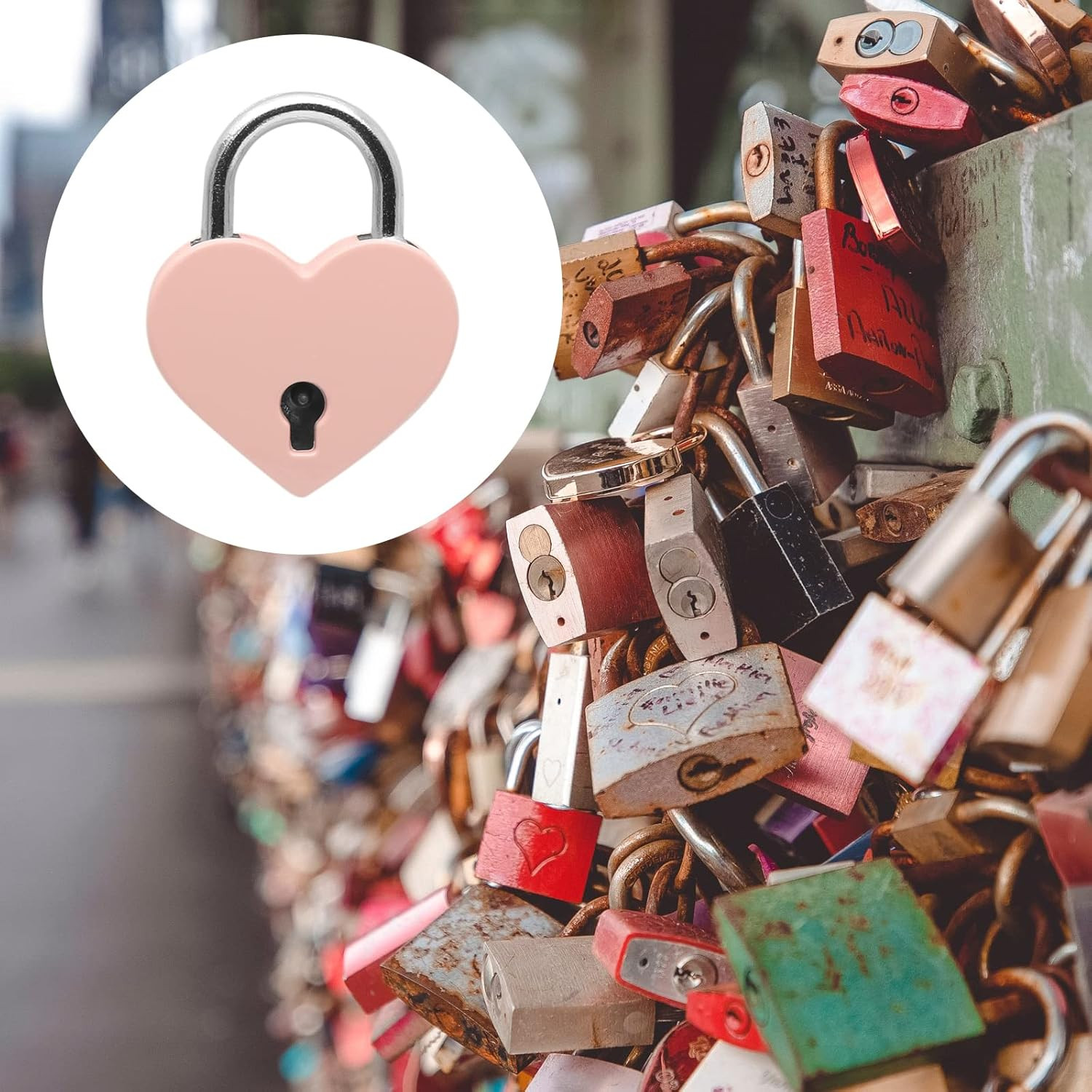 4PCS Mini Heart Padlocks with Keys Small Metal Locks for Luggage Boxes