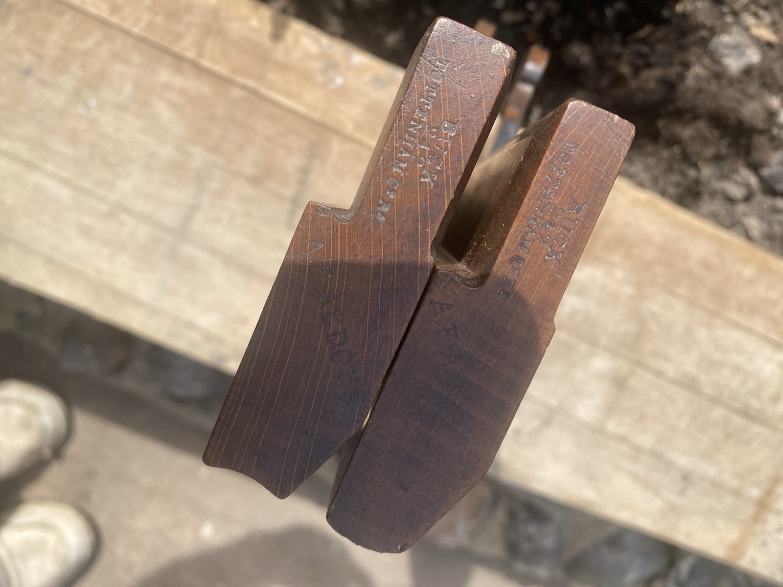 Antique No. 10 Solid Pair Of Hollow & Round Moulding Planes By Maker Buck.