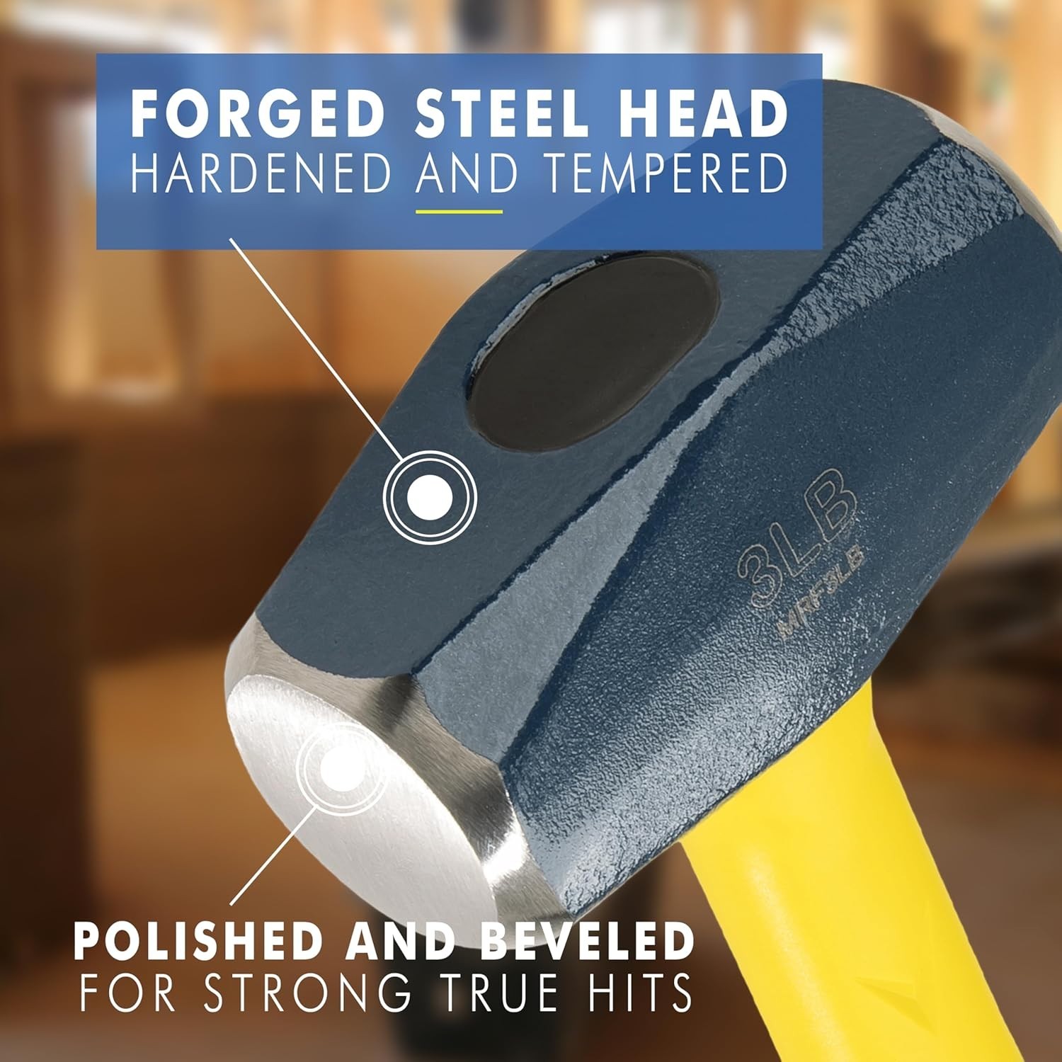 Versatile 3lb Mini Sledge Hammer – Fiberglass Handle for Ultimate Durability