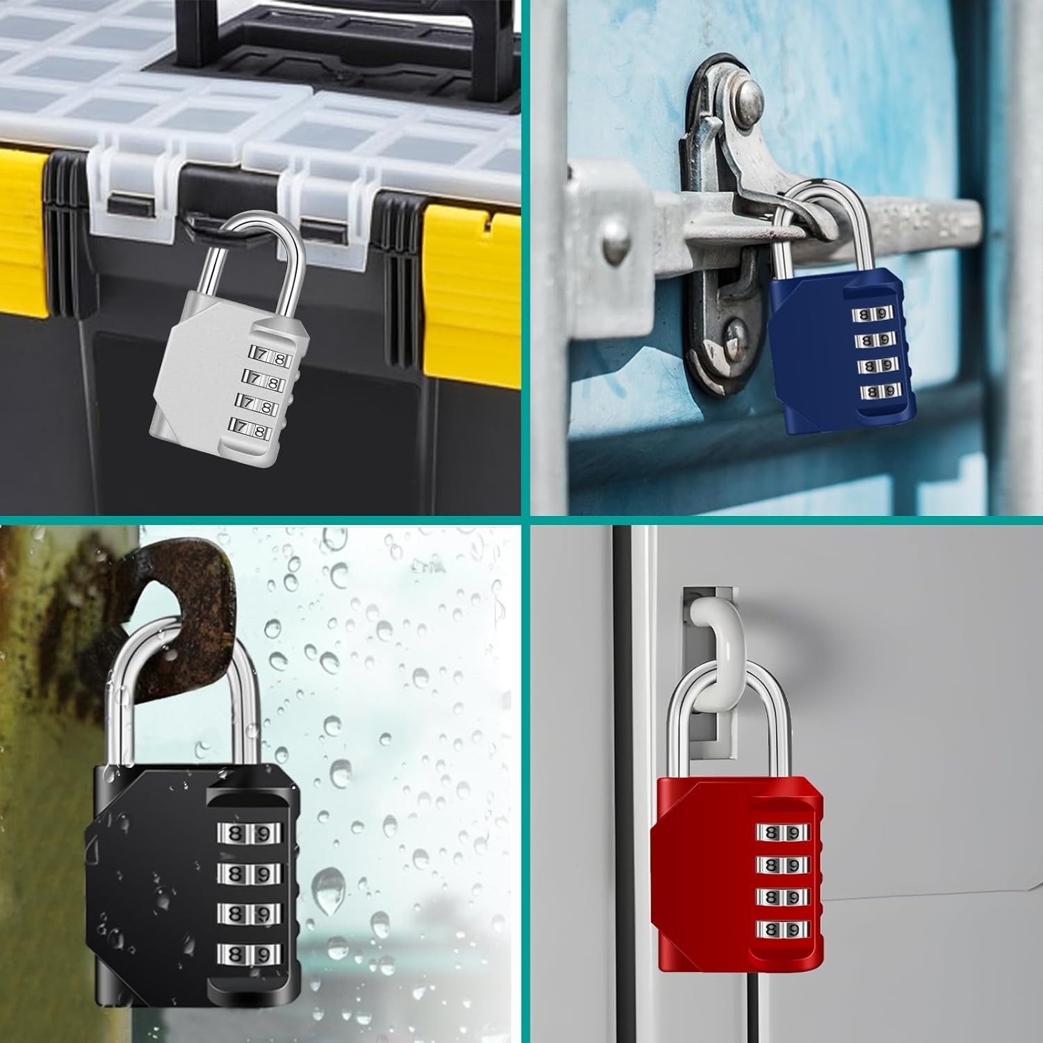 Sturdy Lock with 4-Digit Code – Weatherproof Black Padlock for Security Needs