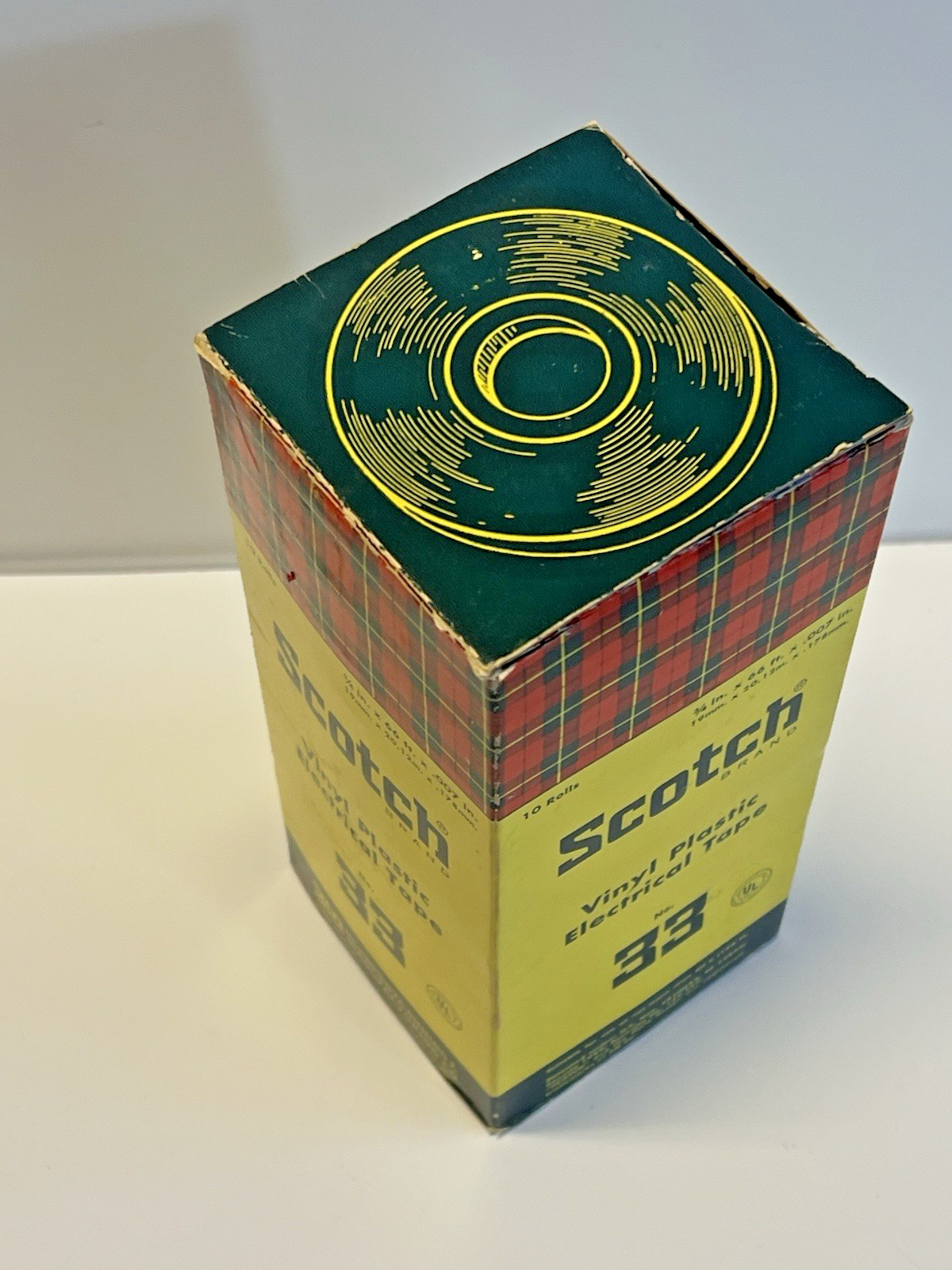 Vintage SCOTCH Black Electrical Tape; No. 33; NOS; Full Box 10 Rolls; Dated 1949