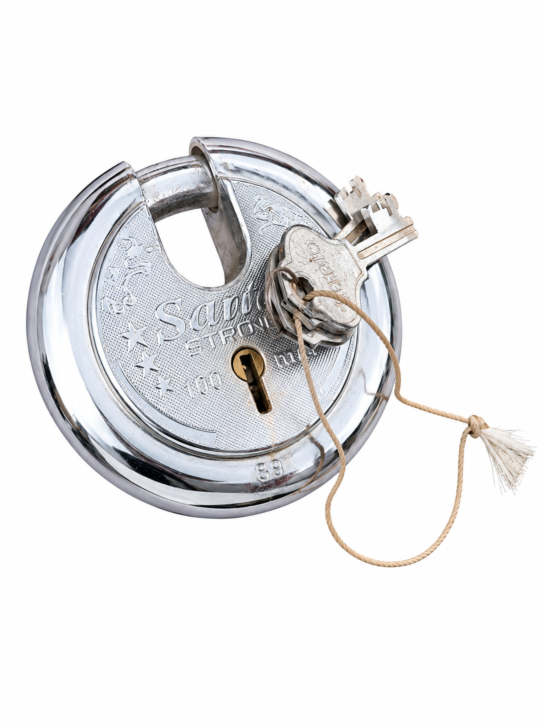 Saalox Strong 100mm Heavy Duty Round Disc Padlock High Security Lock with Keys