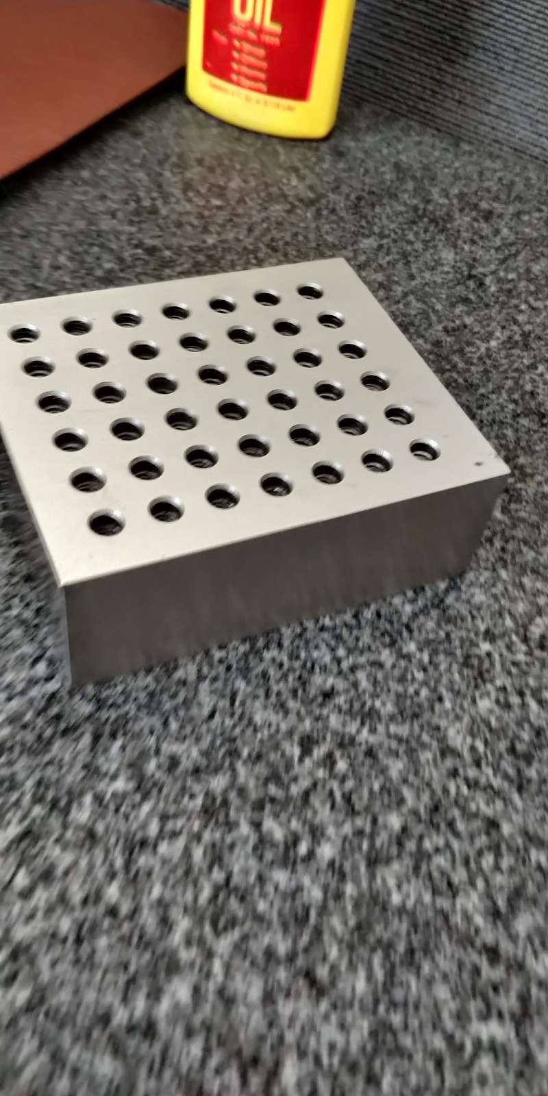 MACHINIST HARDENED STEEL SET FIXTURES BLOCK 42 threaded holes MINT condition