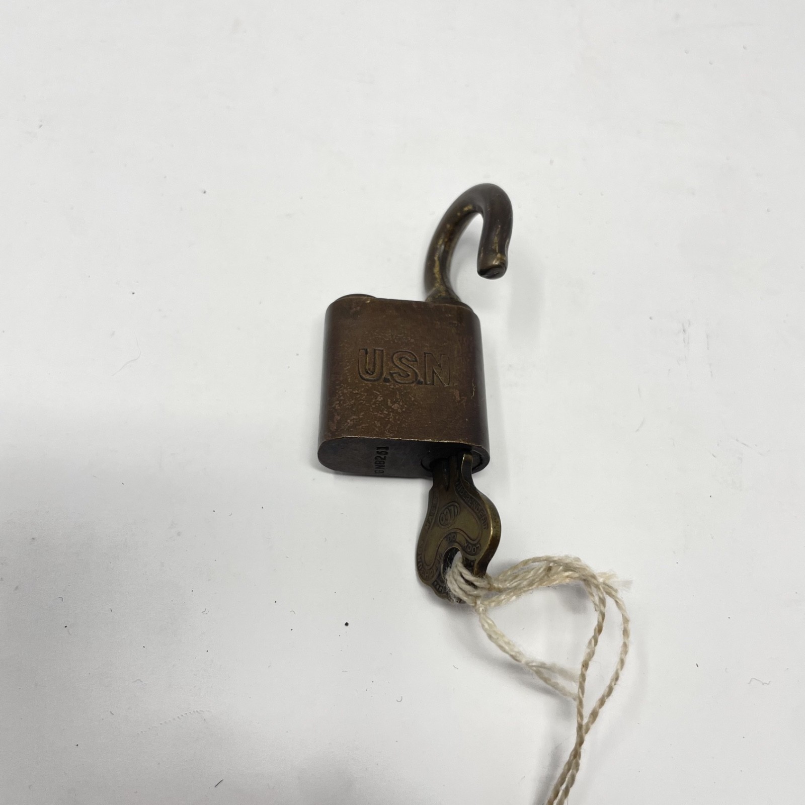 Antique Military USN U S Navy Padlock Lock With Key Independence Lock Co. Vint.