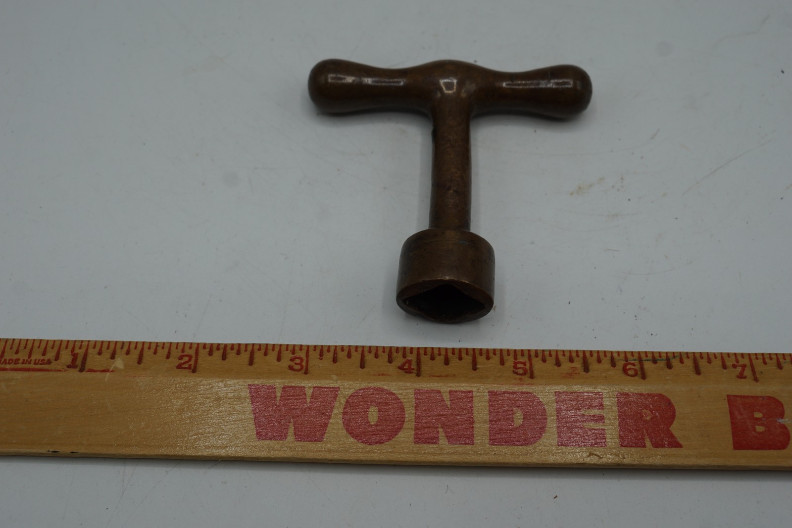 Vintage T-Handle Water Meter Valve Key Wrench Brass Bronze Plumbing Tool 3.5″