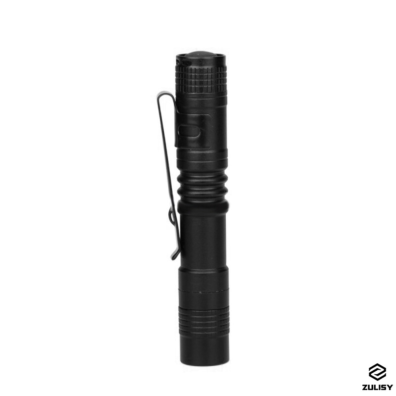 EDC Mini Flashlight Small Penholder Pen Light Pocket Torch Work Outdoor 120lumen