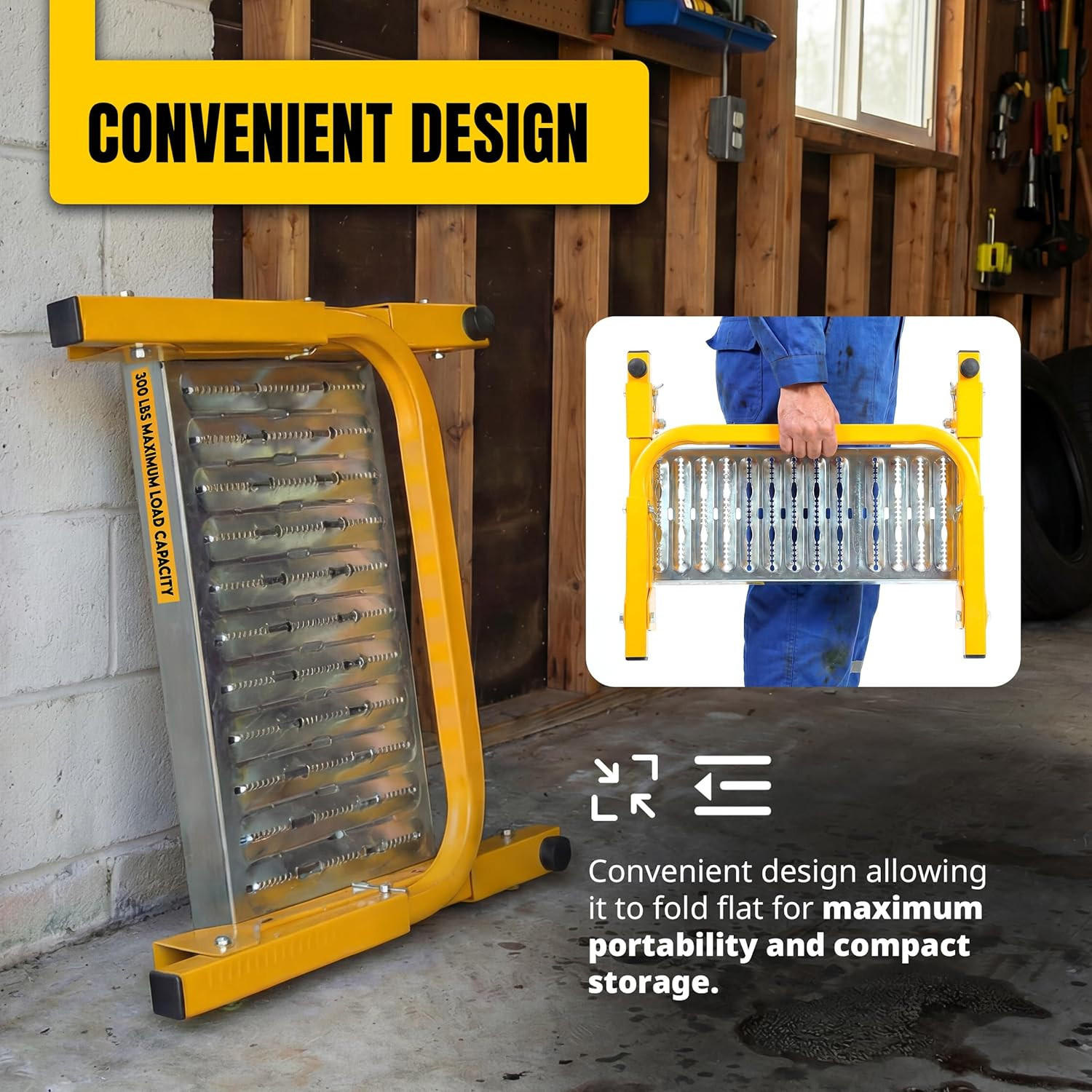 50694 21-1/2″ x 7.3″ Adjustable Truck Tire Service Step with Non-Slip Platform F