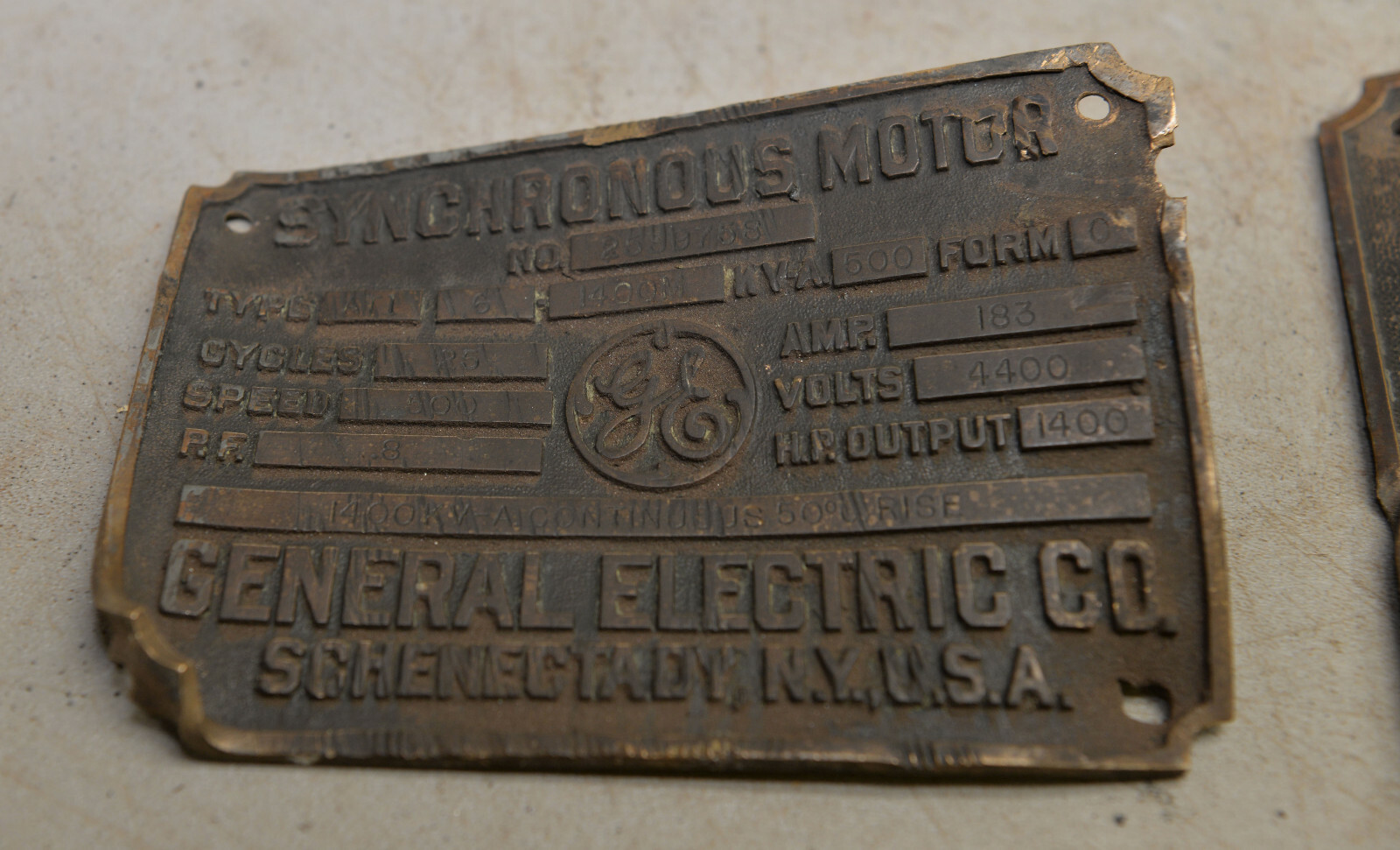 Antique General Electric GE brass generator & motor ID tag collectible plate lot