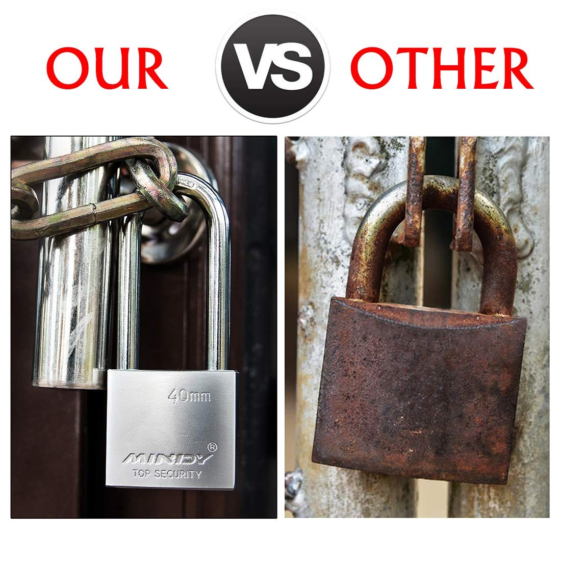 50mm Long Shackle Padlocks for Outdoor Use All Weather Resistant, Alloy Steel
