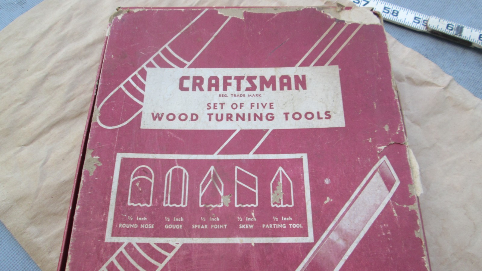 Craftsman USA 5pc Wood/Plastic Turning Lathe Chisel Set – Original Box (poor)