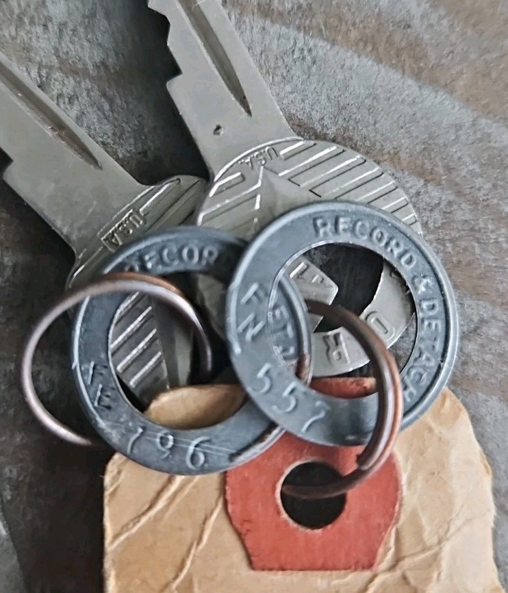 Vintage Set 2 1950’s Ford Keys & Lock Codes FN 557 FE 796 for White Sport Coupe