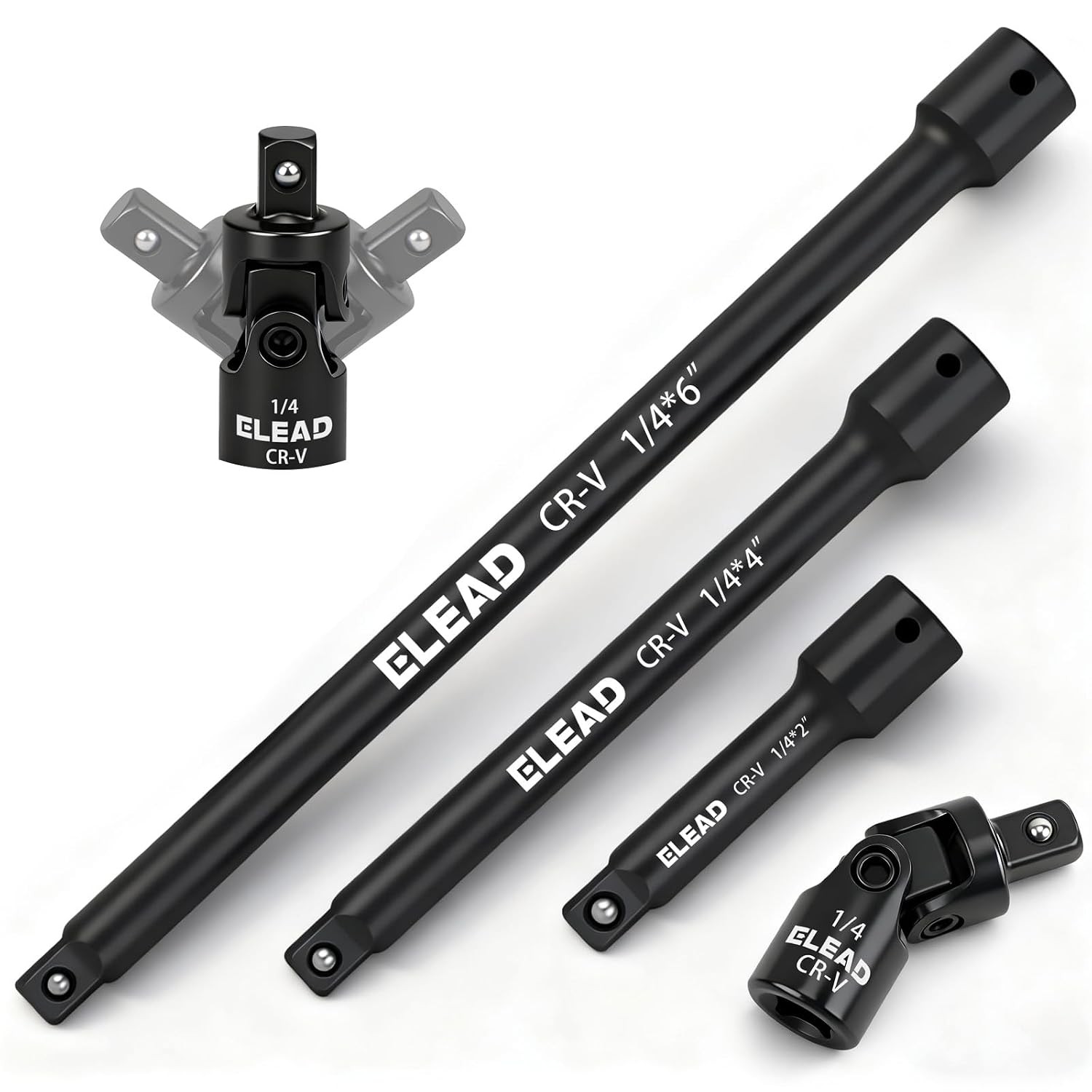 1/4 Drive Socket Extension Bar Set 4-Piece 2 4 6 Inch Professional 1/4 Socket