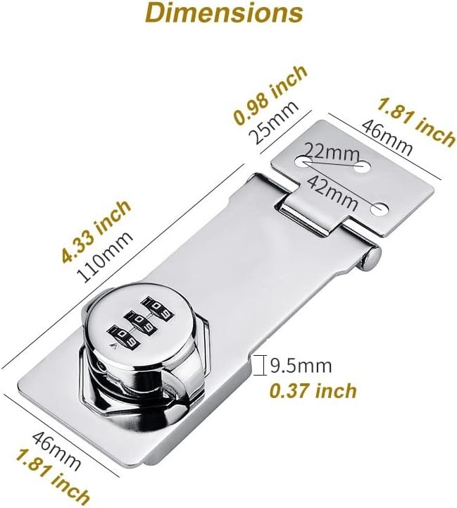 Keyless 3-Digit Combination Lock for Cabinet – Black