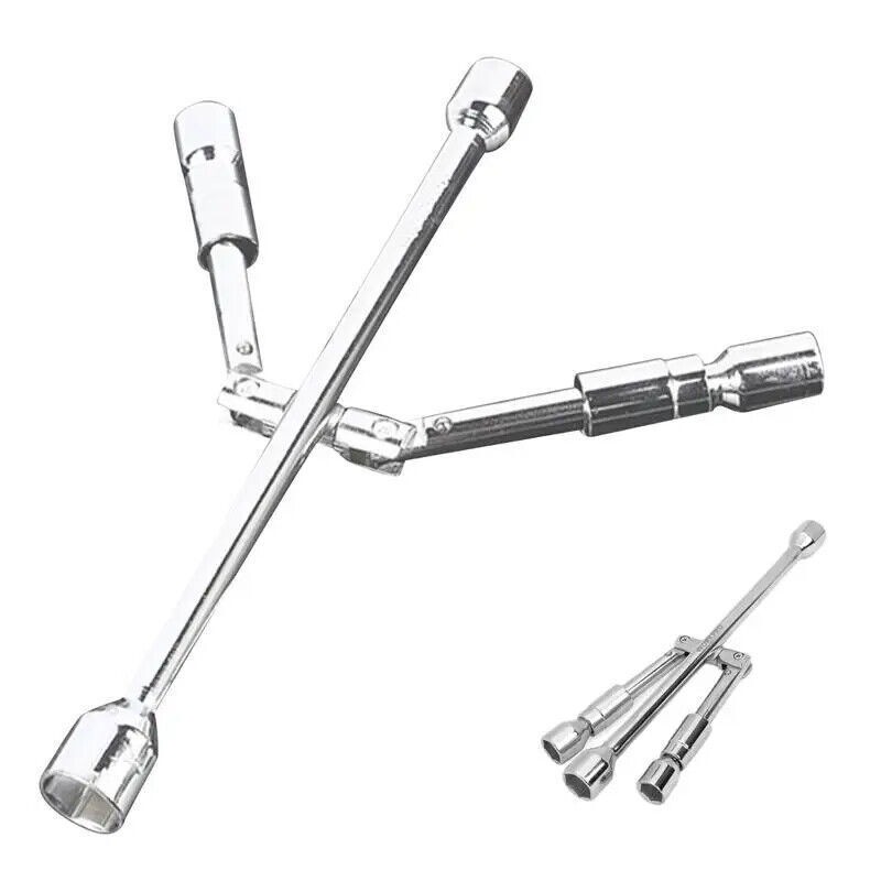 Portable 4-Way Auto Tire Wrench Lug Nut Remover 17/19/21/23mm Repair Tool Kit