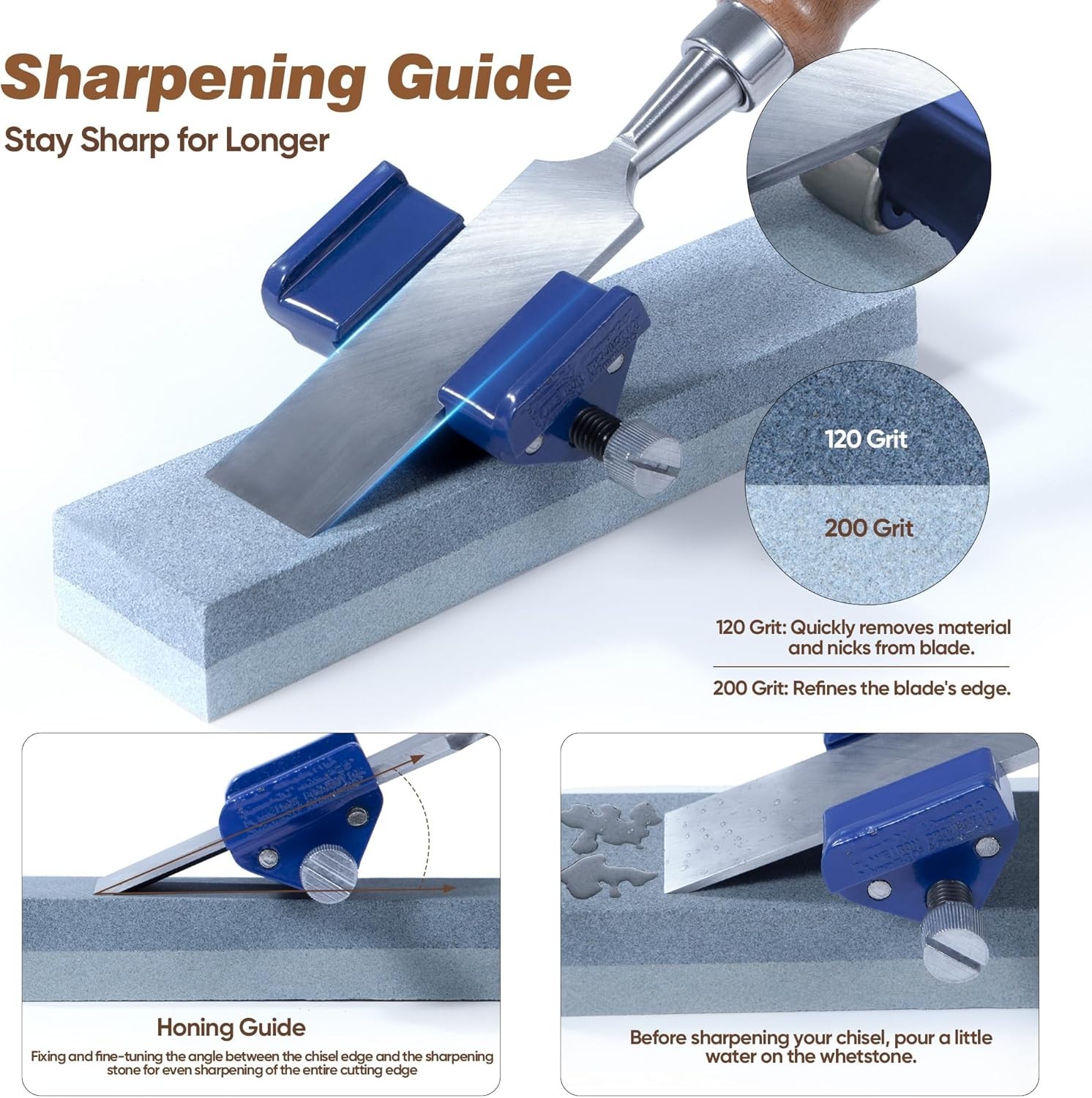 10 Pieces Wood Chisel Set,1/4″~2″Woodworking Chisel Kit with Sharp CR-V 60 Steel