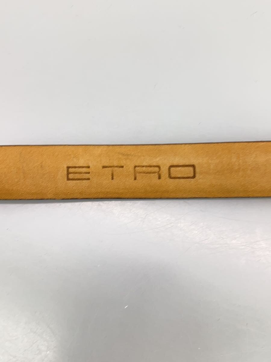 ETRO Solid Brass Leather Belt 2cm Width 86.5cm Length Black Used