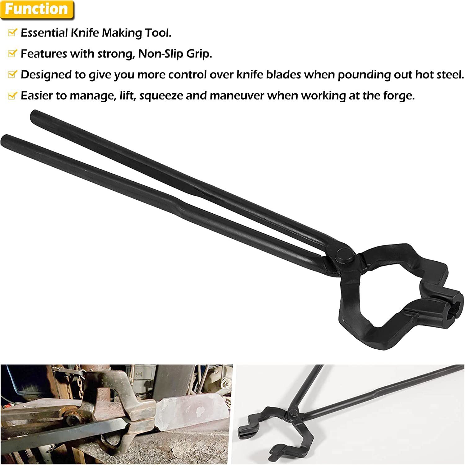 16″ Z V-Bit Knifemaking Bladesmith Tongs & 1KG Blacksmiths Hammer Set Tool