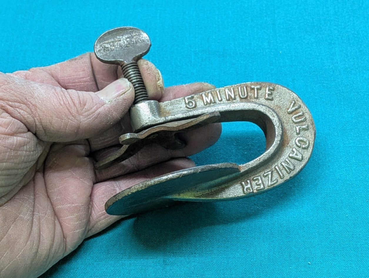 ca. 1910’s C. A. SHALER Co. 5 Minute Vulcanizer Tire Tube Clamp Repair Tool