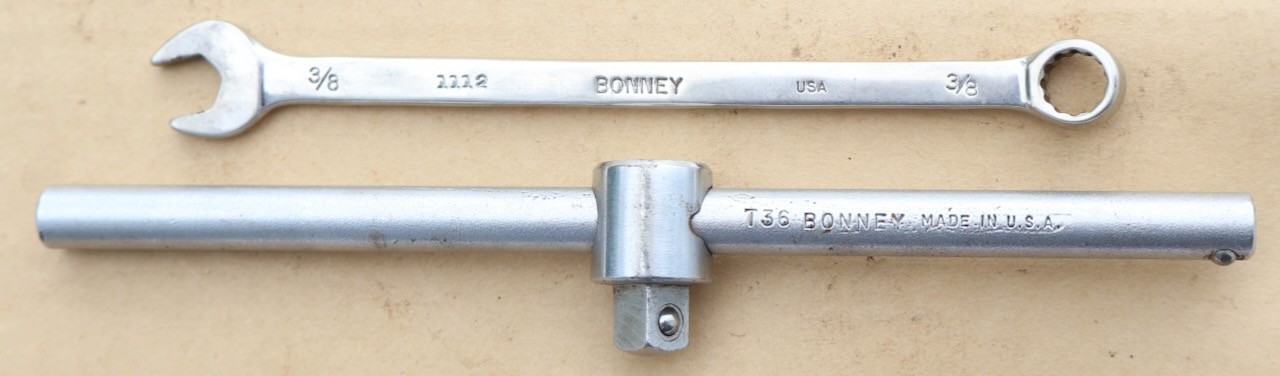 (2) Bonney Mechanic Tools: T366 T-Handle Breaker Bar + 1112 Combination Wrench