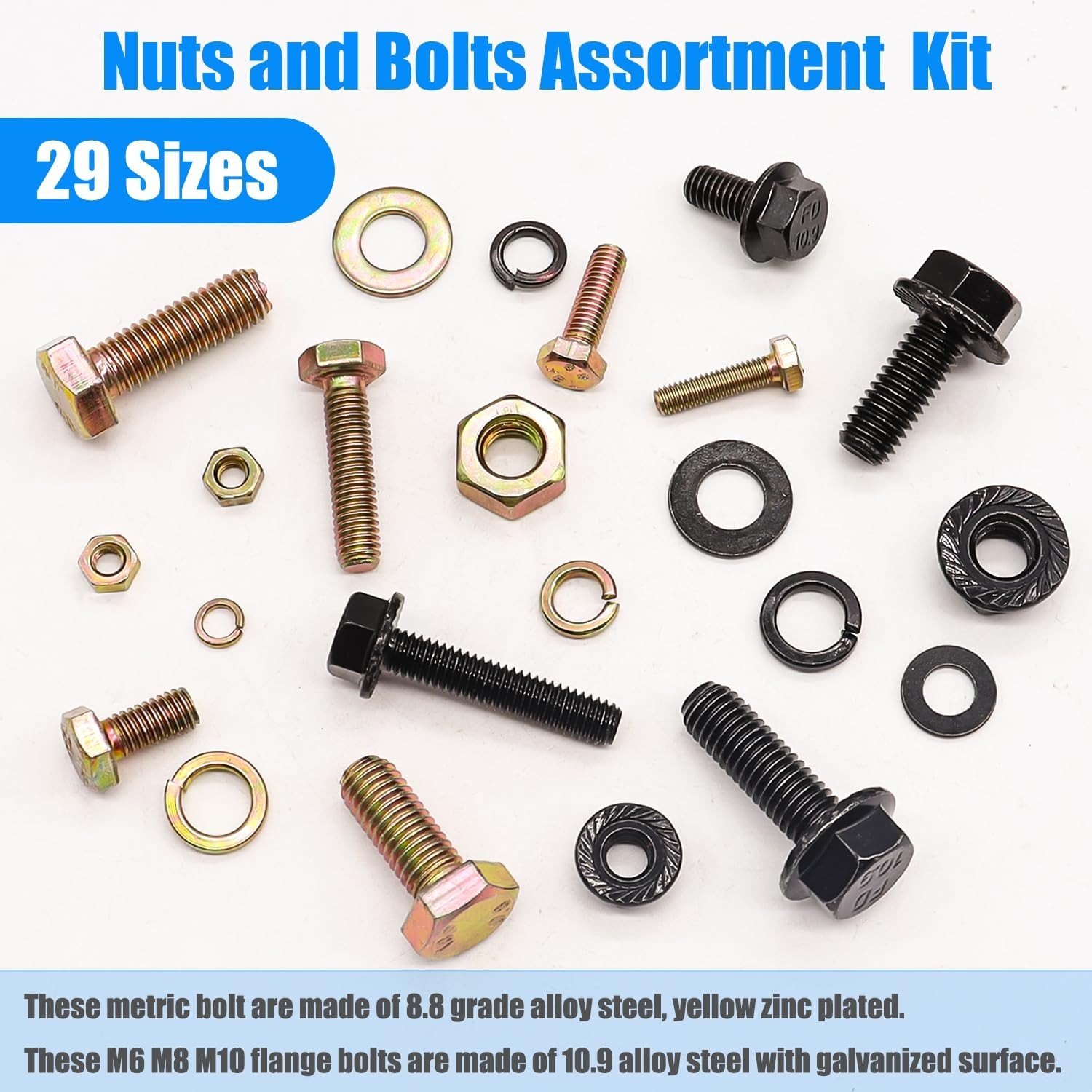 1004Pcs Metric Bolts and Nuts Assortment Kit – Grade 8.8 M4 M5 M6 M8 Bolts an…