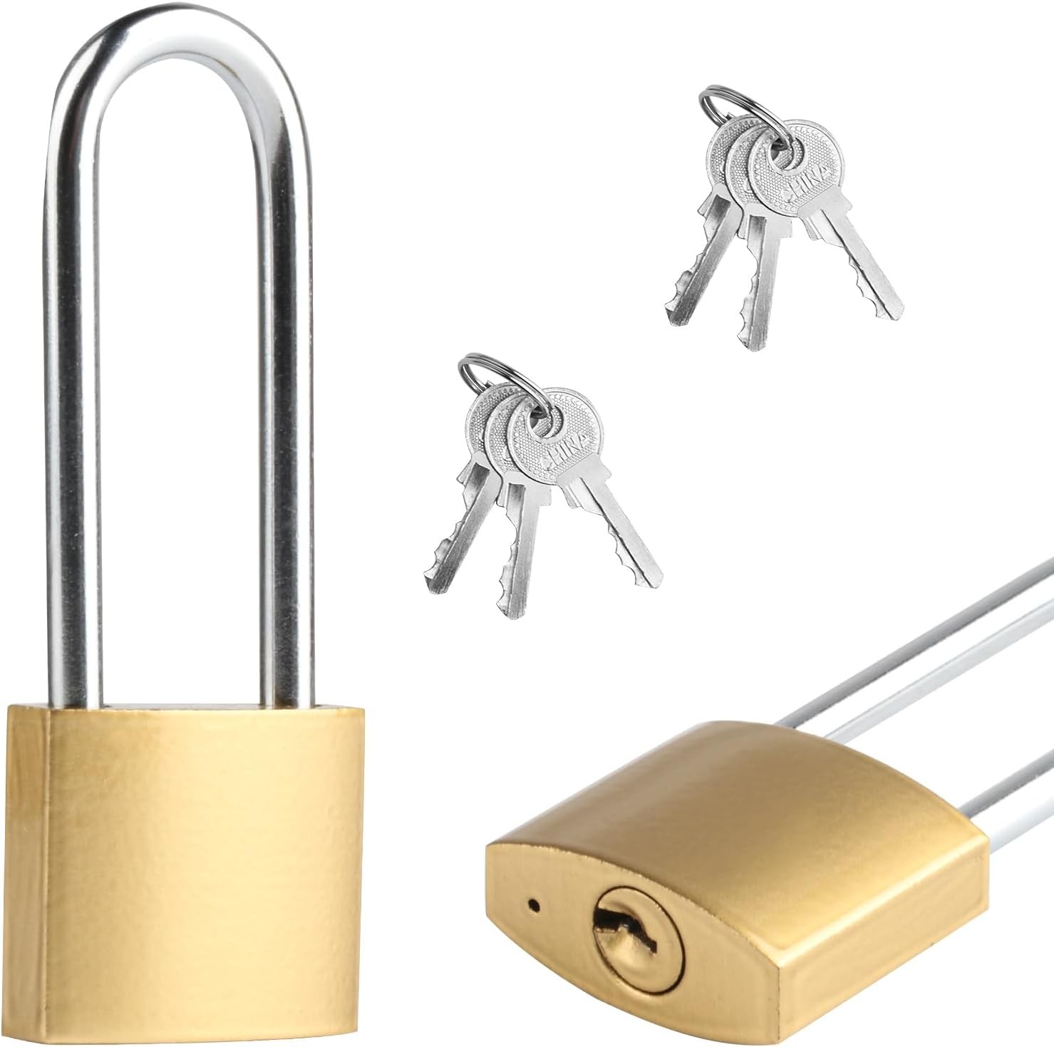 2 Pcs Padlock with Keys,4.2 Inch Long Keyed Padlocks, Shackle Pad Lock with Keys