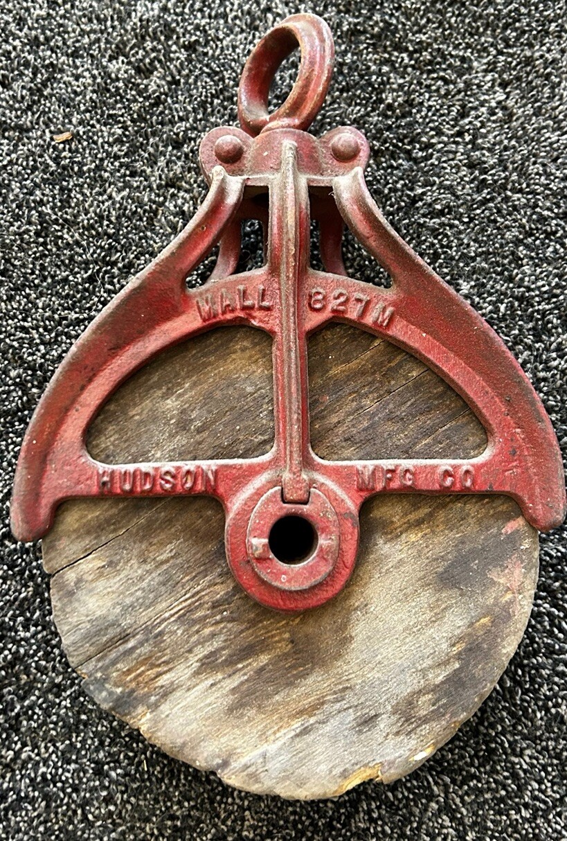 Antique Small Wood Block Tackle Pulley HUDSON MFG CO Mall 827M