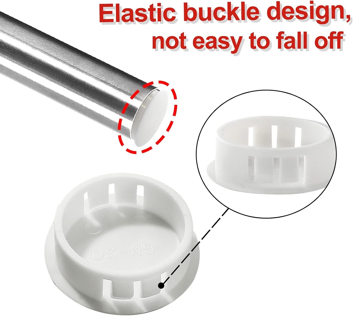 30 PCS 1 inch (25mm) Hole PlugsWhite | Plastic Flush Type, Snap in Locking, For