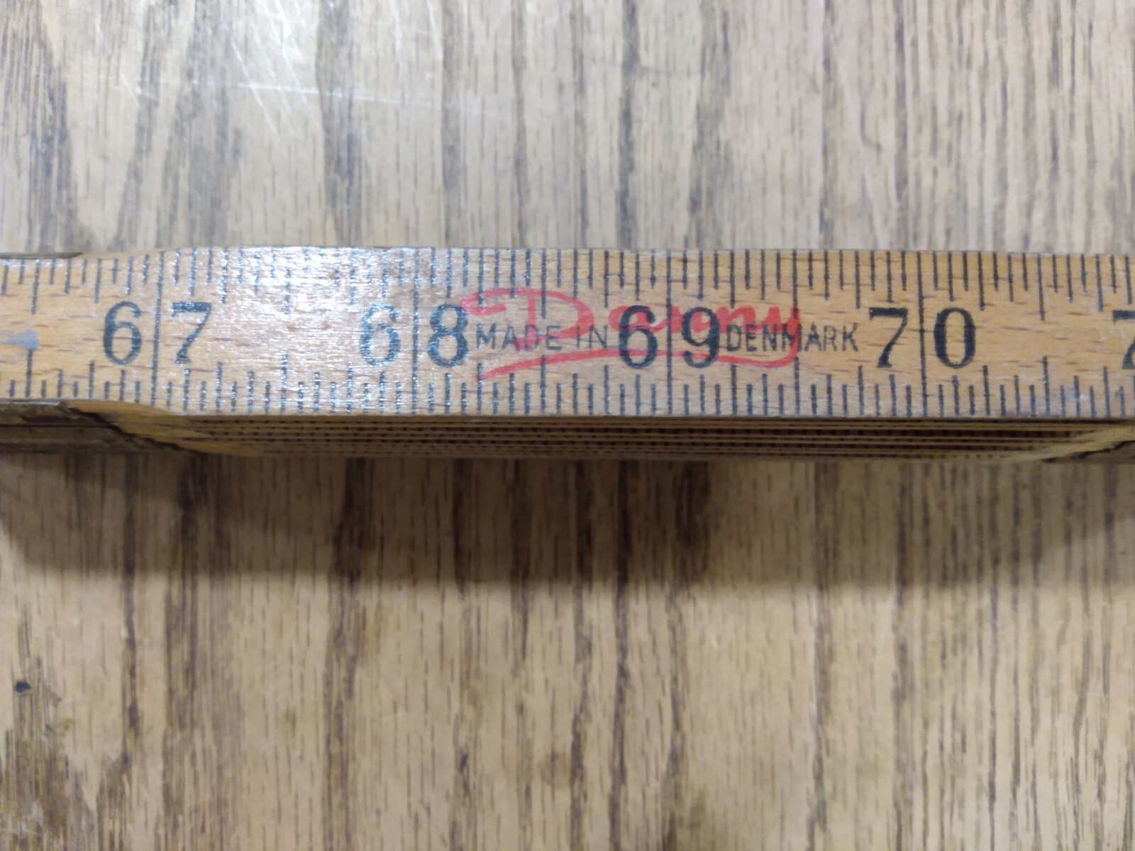 Vintage DANNY Made In DENMARK Wooden Folding Ruler 72”