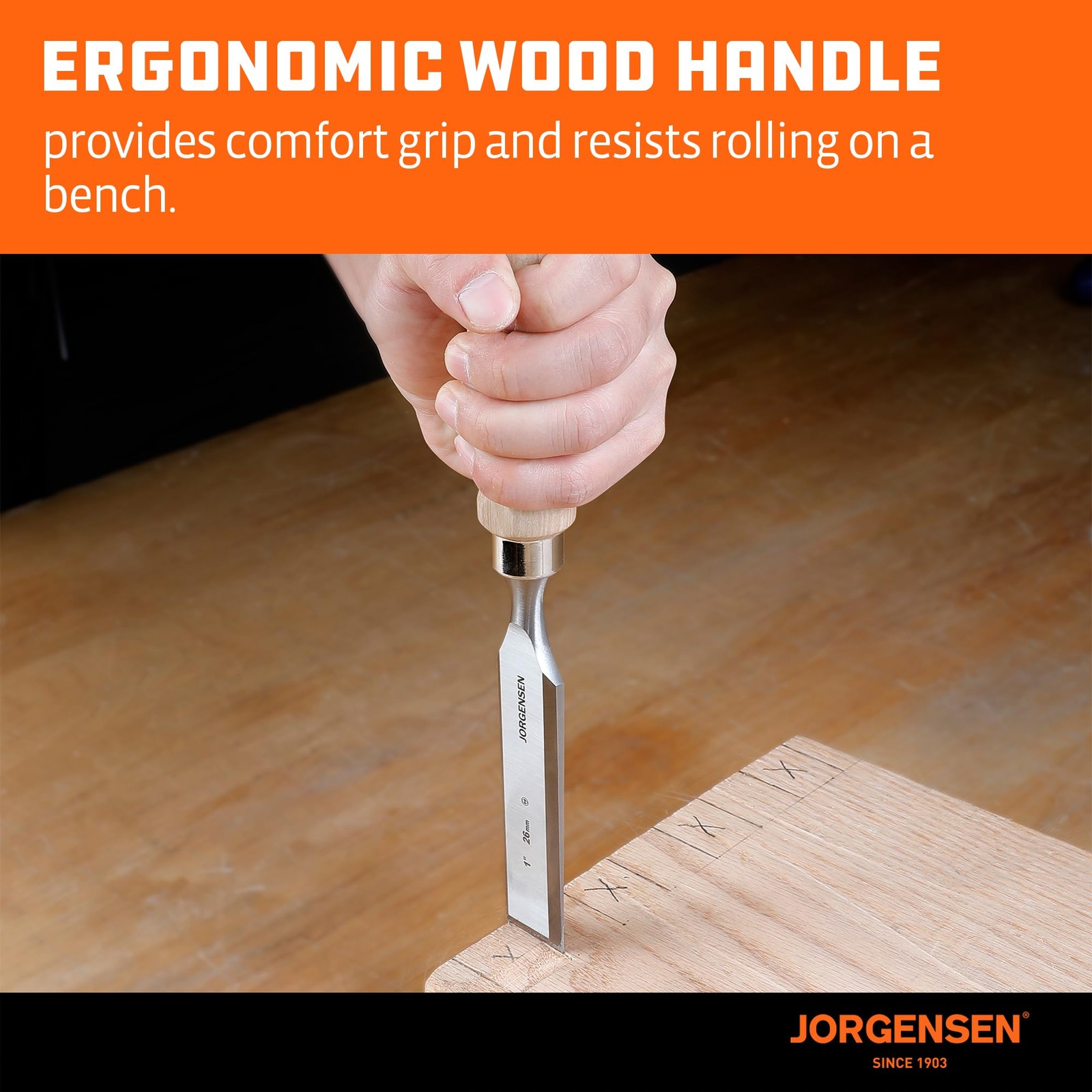 Jorgensen 4Piece Wood Chisel Set, Chromium Alloy Steel Beveled Edge Wood Chis…